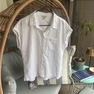 Orvis Classic White Button Front Tank - Linen/Rayon EUC Sz M